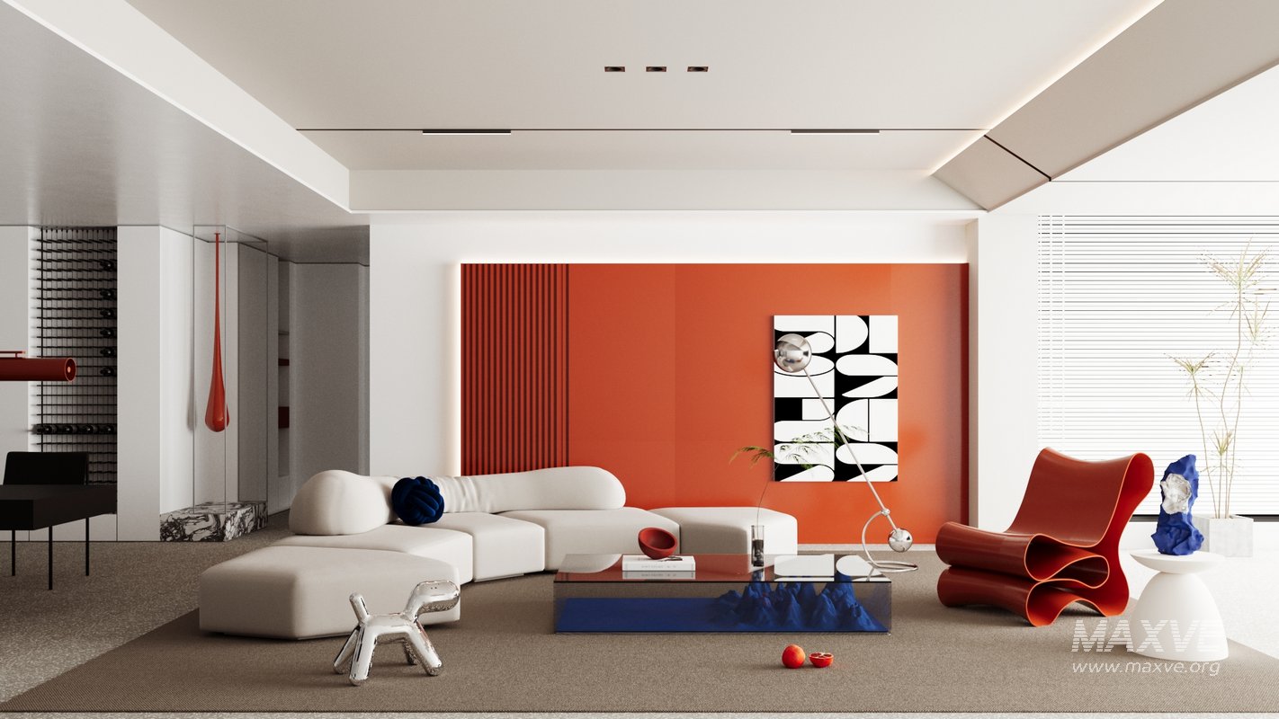 Red Living Room - Image 1