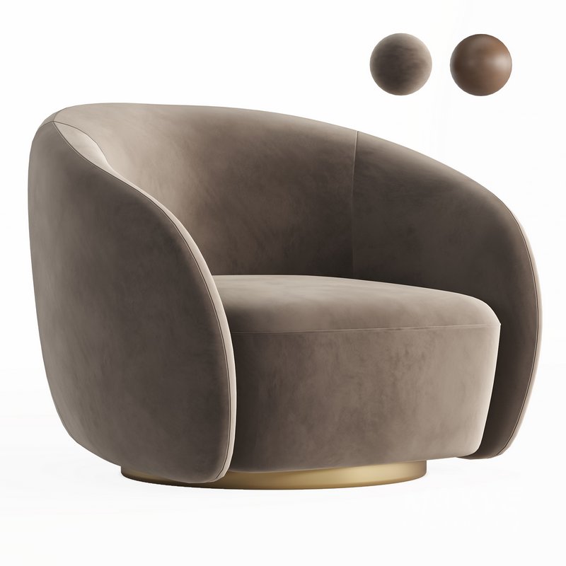 EICHHOLTZ Swivel Armchair BRICE Boucle Cream - Image 1