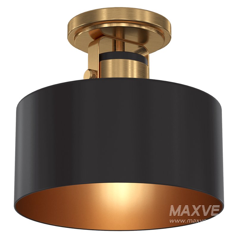 Possini Euro Courtney Gold Matte Black Ceiling Light - Image 1