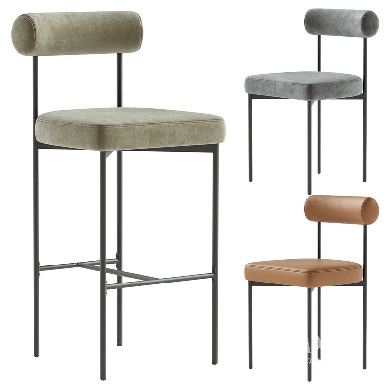 Metal Counter Bar Stool & Metal Dining Chair - Image 1