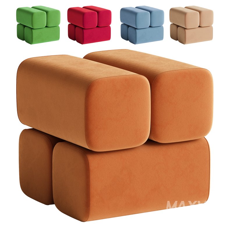 Ottoman pouf DROVA 4 Wool fabric - Image 1