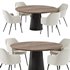 SOLIN armchair & Round walnut dining table Qone - Thumbnail 1
