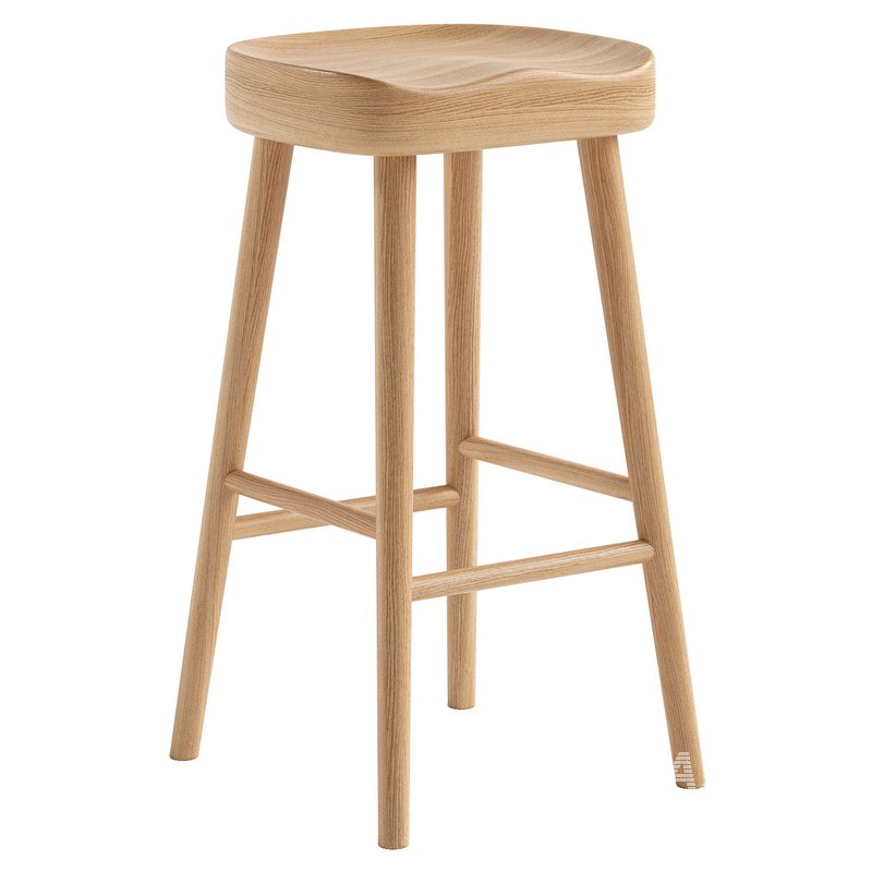 Mengwi Mango Wood Bar Stool & Weathered Oak Stool - Image 1