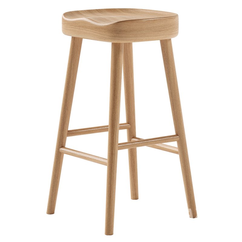 Mengwi Mango Wood Bar Stool & Weathered Oak Stool - Image 2