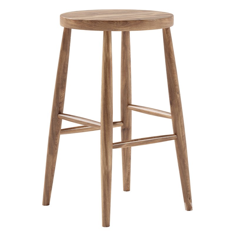 Mengwi Mango Wood Bar Stool & Weathered Oak Stool - Image 5