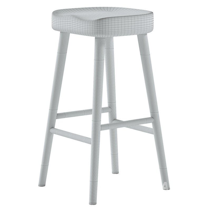 Mengwi Mango Wood Bar Stool & Weathered Oak Stool - Image 6