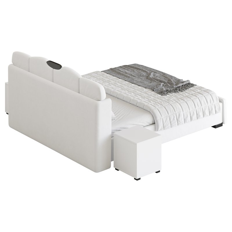 Modern Wingback Upholstered Headboard Bed - Image 9