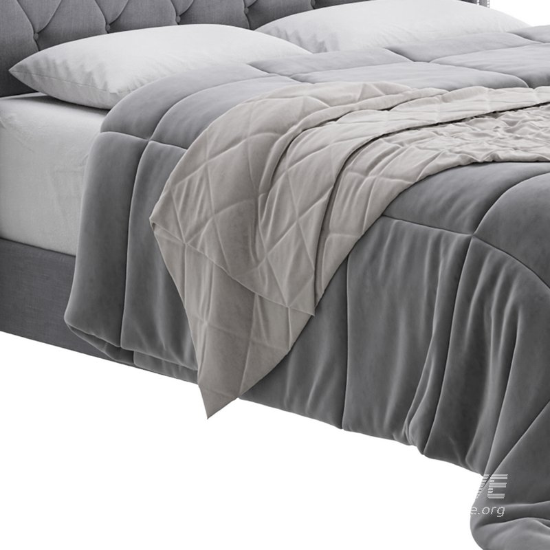 Fabric Low Profile Double Bed Frame with Nail Snaps - Image 10