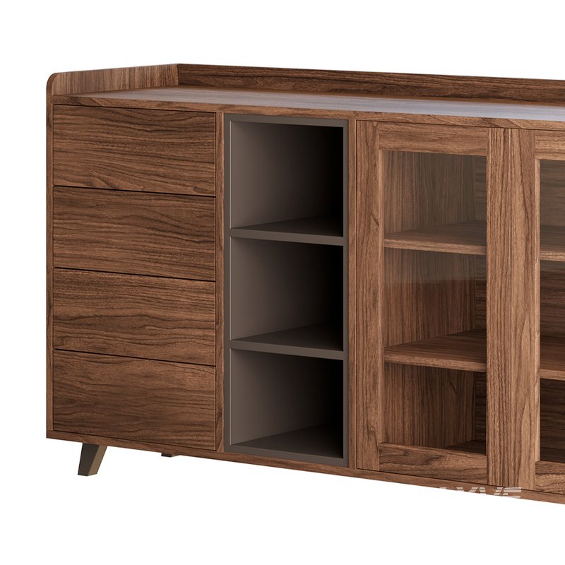 Asian Brown Wood Sideboard - Image 11