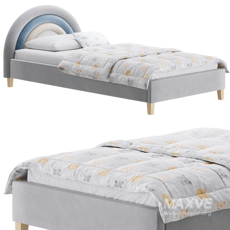 Rainbow Kids Velvet Finish Bed - Image 11