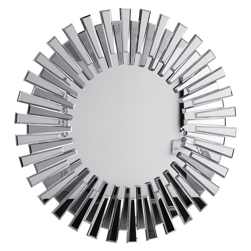 Starburst Silver Round Modern Mirror - Image 1