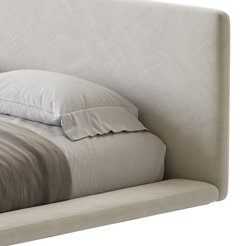 Cesar Suede Fabric Contemporary Minimalist Bed - Image 10