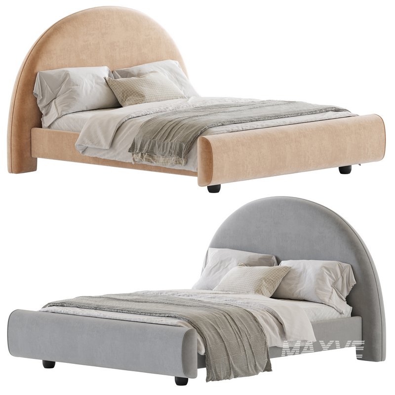 Desirae Flannelette Round Shaped Headboard Bed Frame King - Image 1