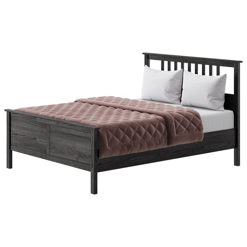 HEMNES Bed frame dark gray stained - Image 11
