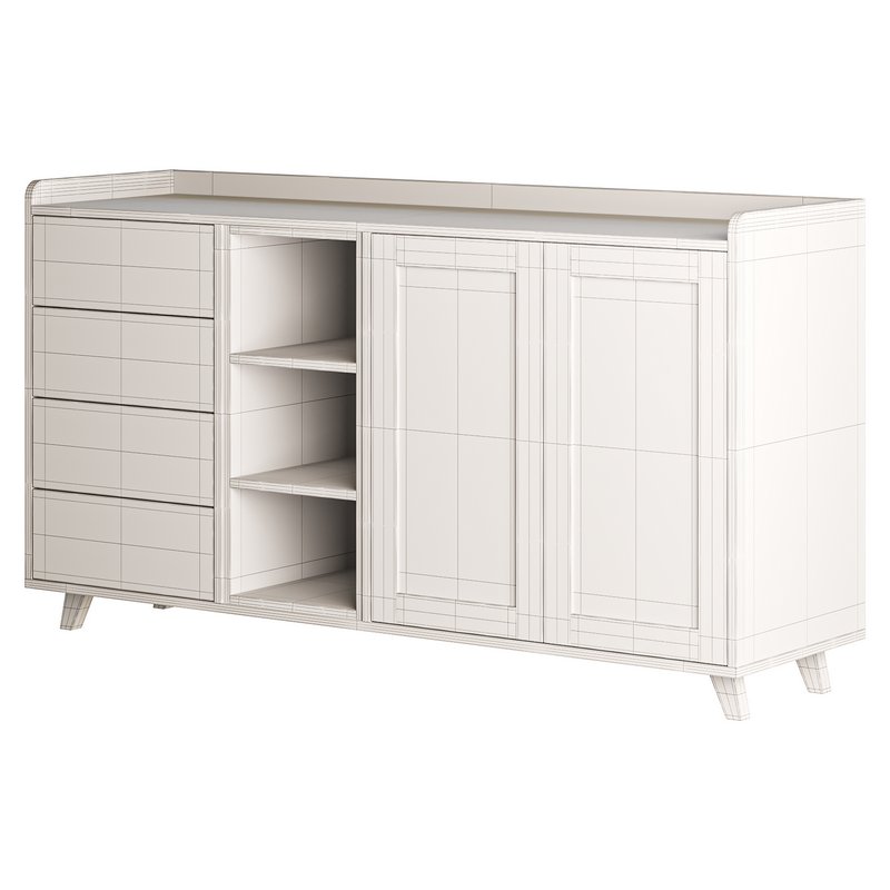 Asian Brown Wood Sideboard - Image 10