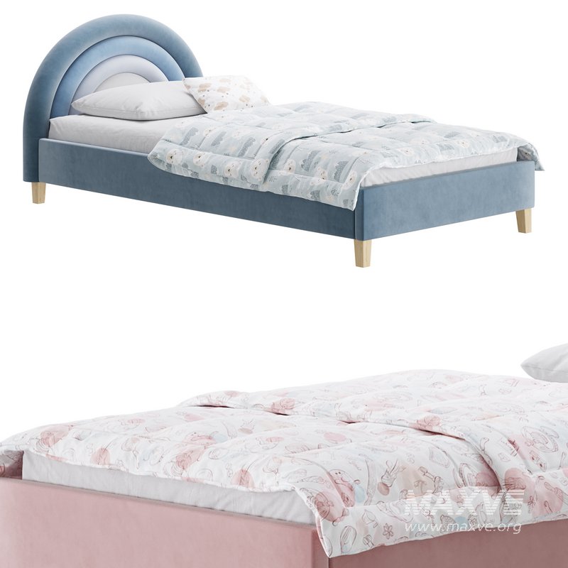 Rainbow Kids Velvet Finish Bed - Image 13