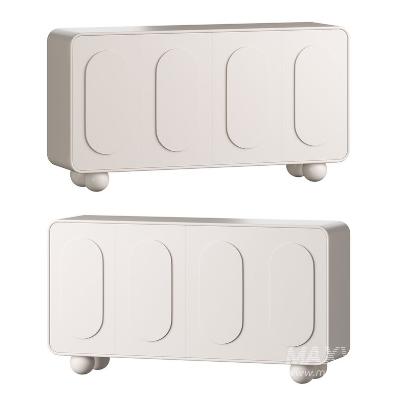 White Solid and Manufactured Wood Sideboard Credenza - Image 1