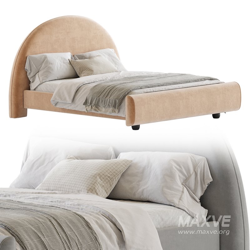 Desirae Flannelette Round Shaped Headboard Bed Frame King - Image 11