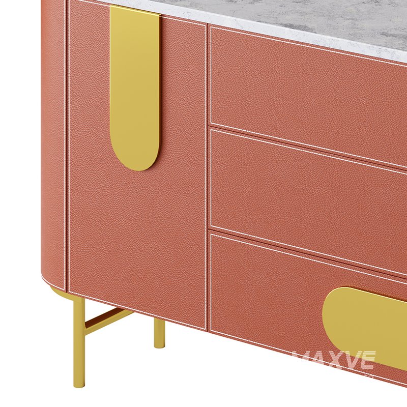 Modern Metal Sideboard Credenza with Three Drawers Narrow Size - Image 12