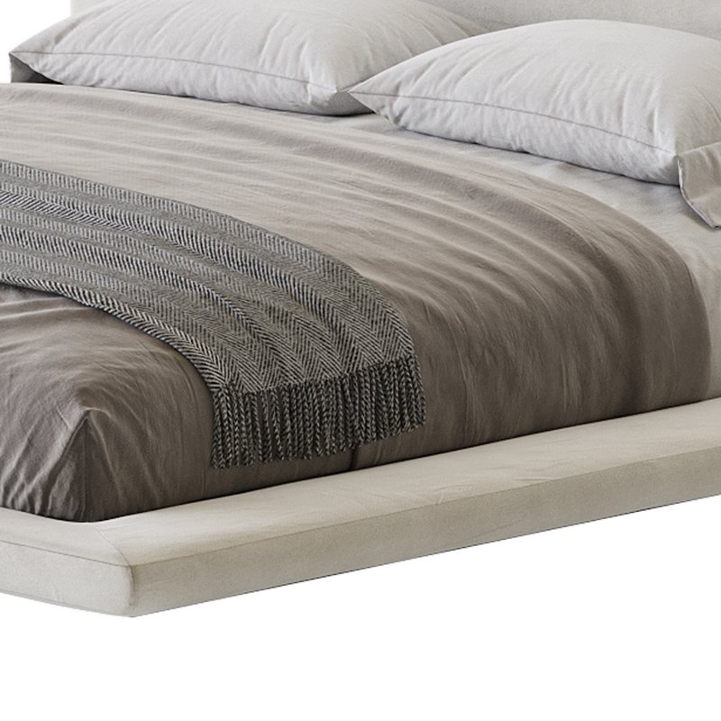 Cesar Suede Fabric Contemporary Minimalist Bed - Image 11