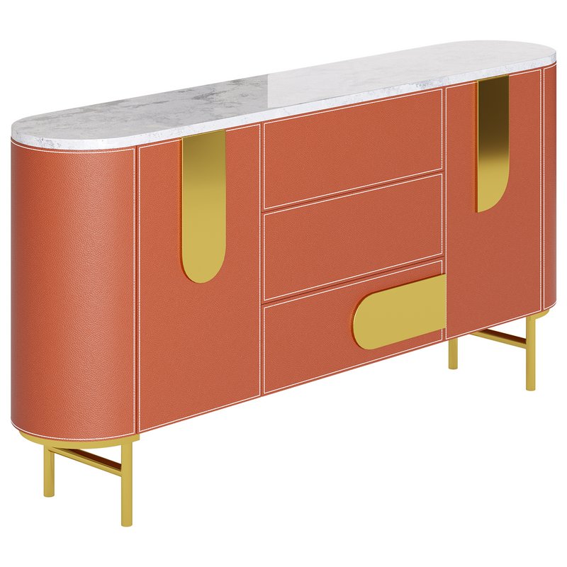 Modern Metal Sideboard Credenza with Three Drawers Narrow Size - Image 14