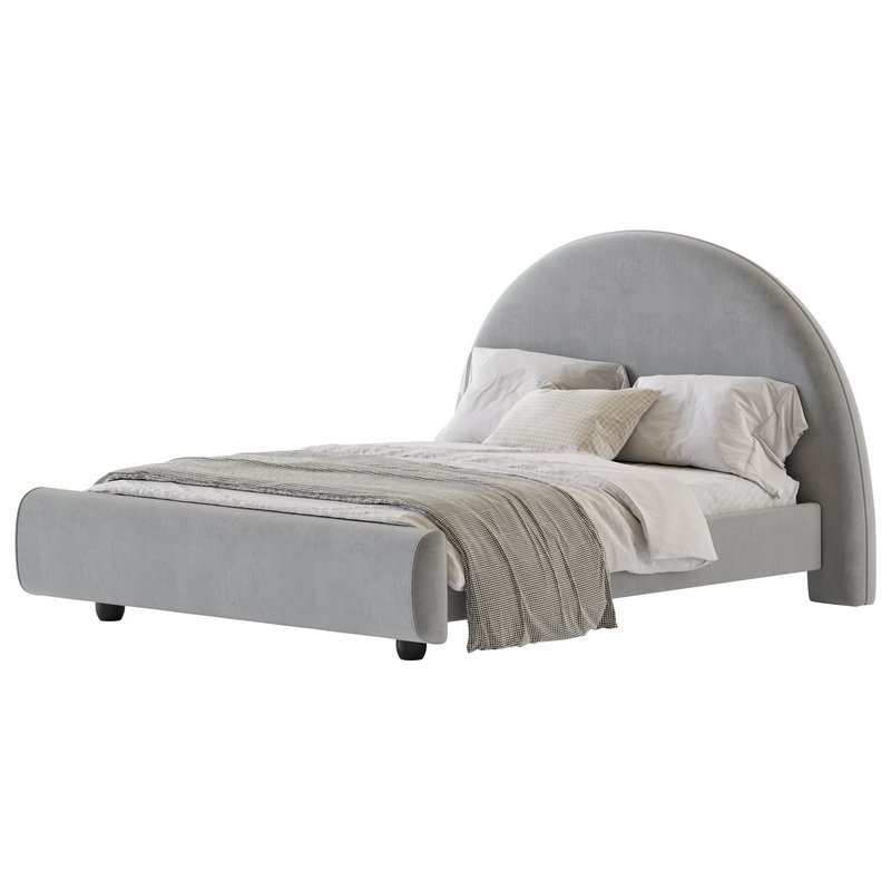 Desirae Flannelette Round Shaped Headboard Bed Frame King - Image 12