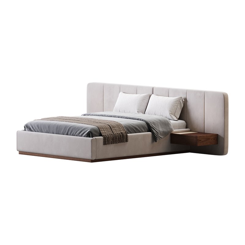 American Queen Size Bed Offered in Velvet with Floating Nightstands - Image 12