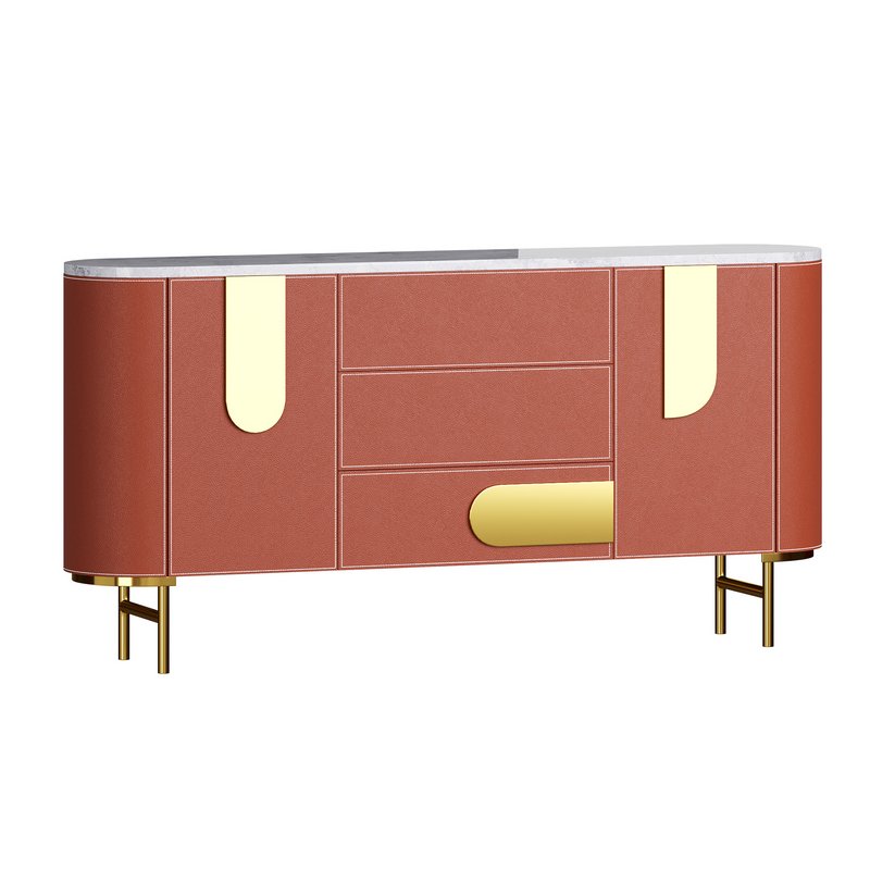 Modern Metal Sideboard Credenza with Three Drawers Narrow Size - Image 1