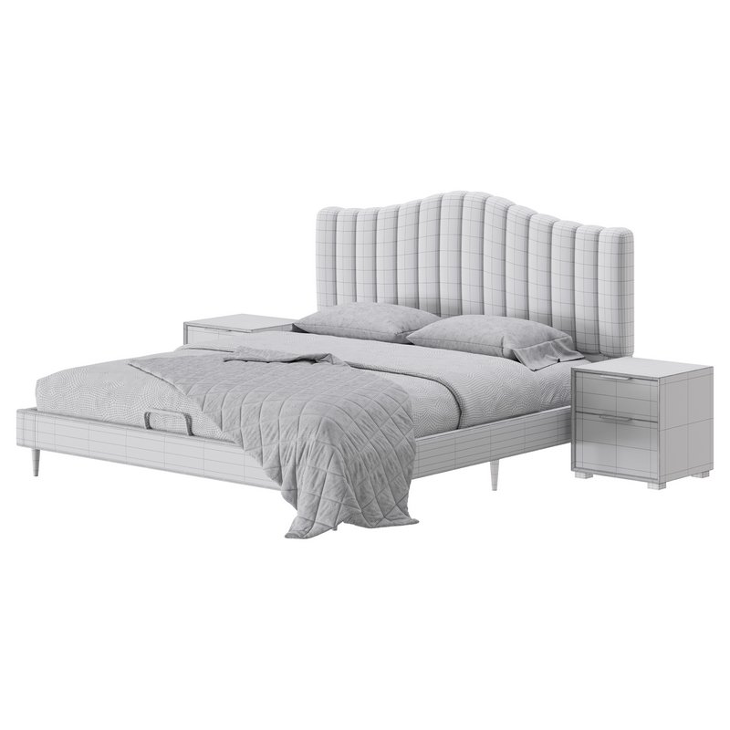 Soild Wood Bed with Camelback Panel Headboard - Image 14