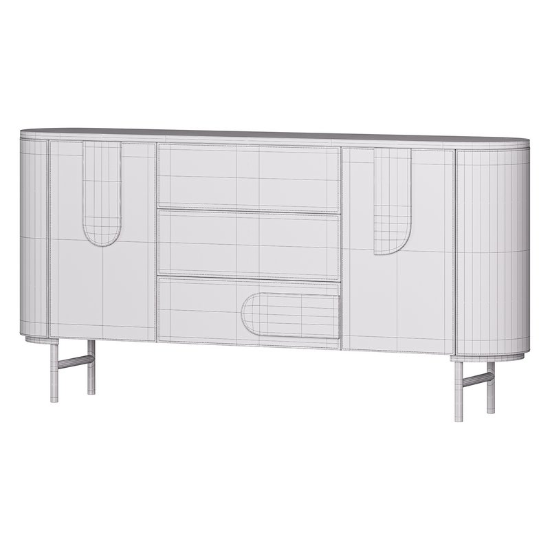 Modern Metal Sideboard Credenza with Three Drawers Narrow Size - Image 13