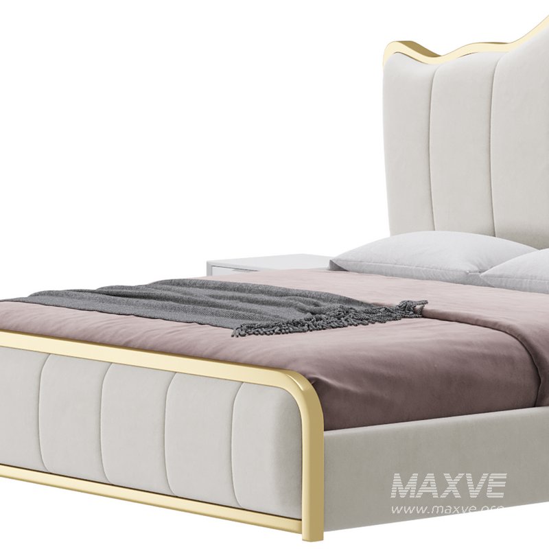 White Upholstered Bed with Headboard - Image 13