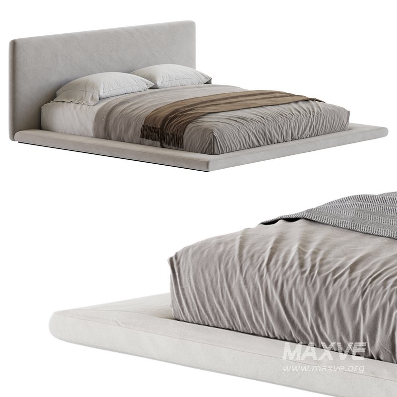 Cesar Suede Fabric Contemporary Minimalist Bed - Image 1