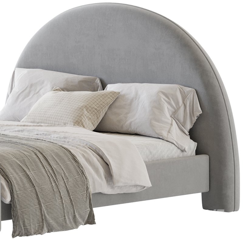 Desirae Flannelette Round Shaped Headboard Bed Frame King - Image 13