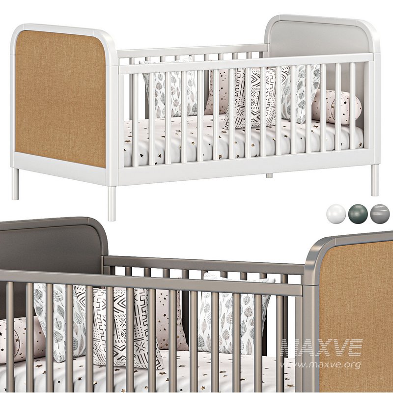 Maren White and Cane Baby Crib By Crateandbarrel - Image 2