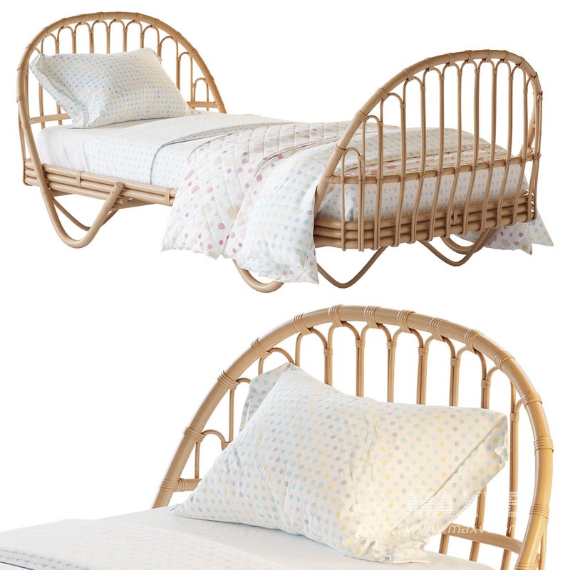 Malu Vintage Rattan Bed - Image 1