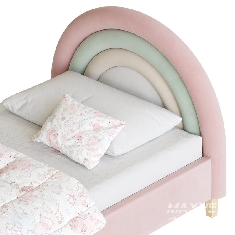Rainbow Kids Velvet Finish Bed - Image 14