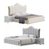 White Upholstered Bed with Headboard - Thumbnail 1