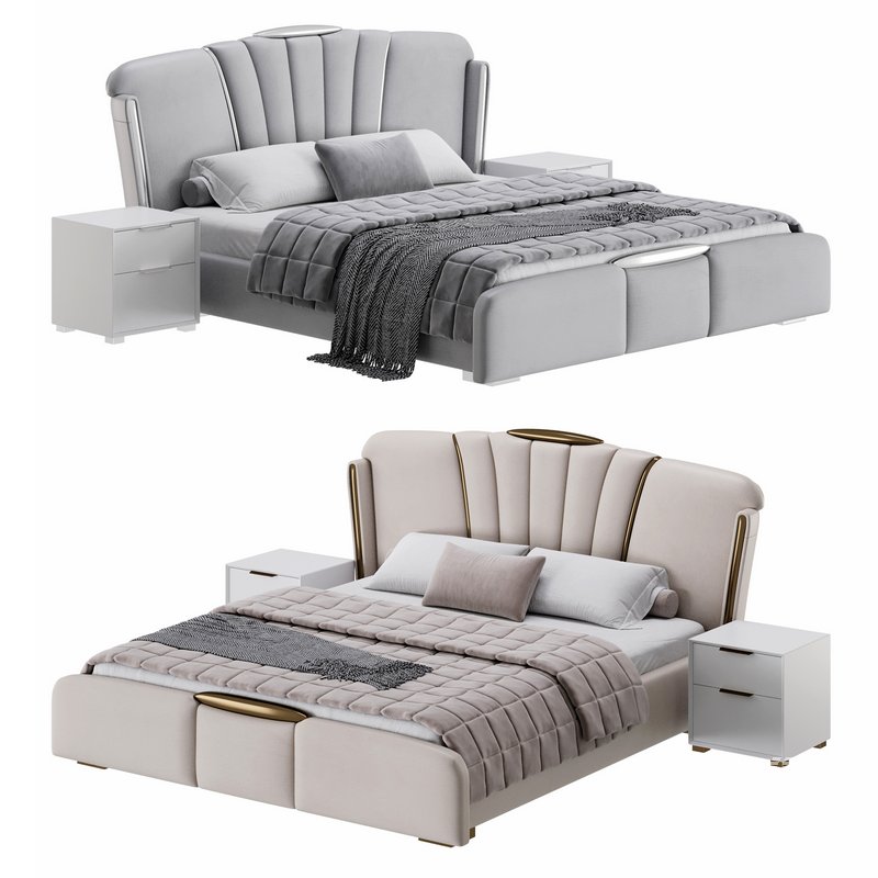 Grey Modern Bed - Image 1