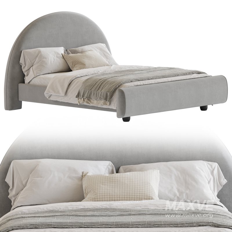 Desirae Flannelette Round Shaped Headboard Bed Frame King - Image 14