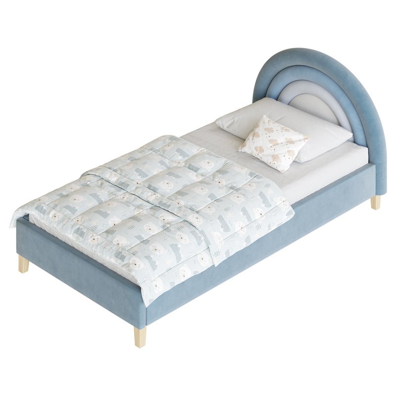 Rainbow Kids Velvet Finish Bed - Image 15