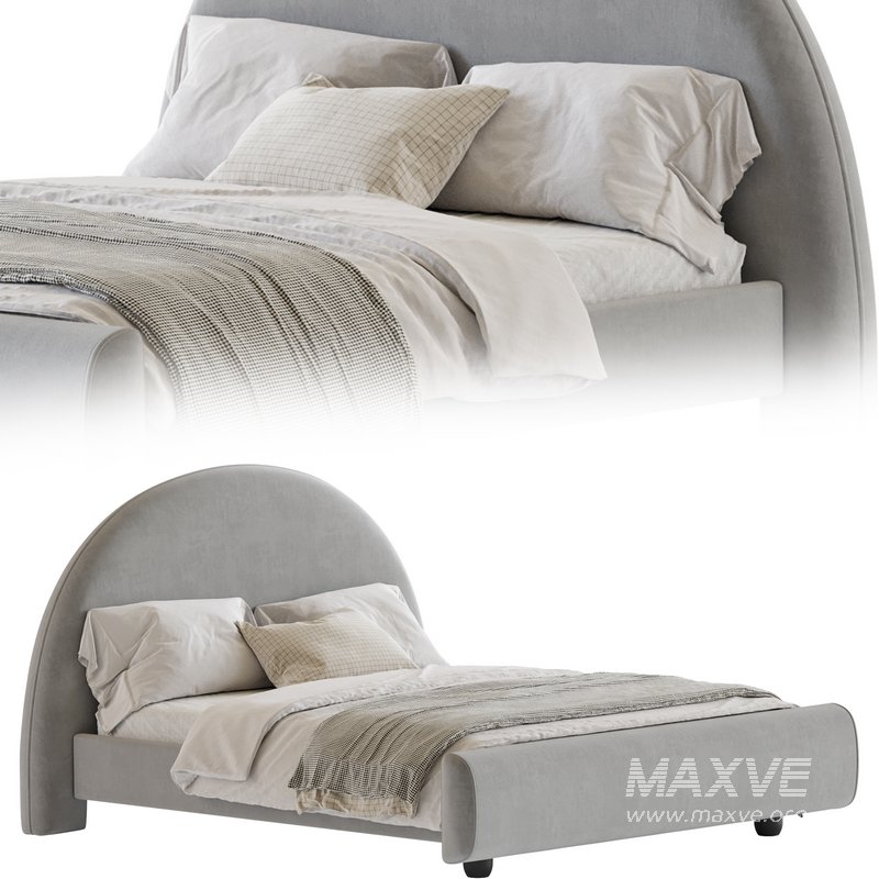 Desirae Flannelette Round Shaped Headboard Bed Frame King - Image 15