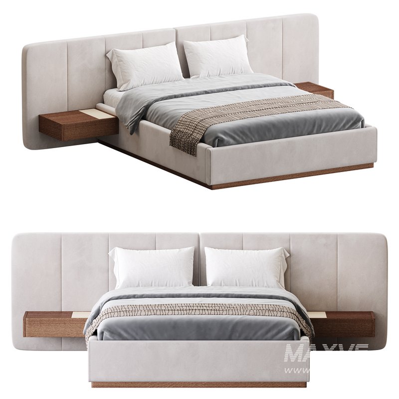 American Queen Size Bed Offered in Velvet with Floating Nightstands - Image 15