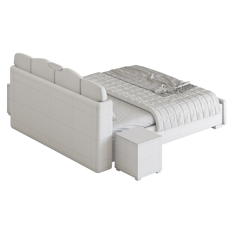 Modern Wingback Upholstered Headboard Bed - Image 17