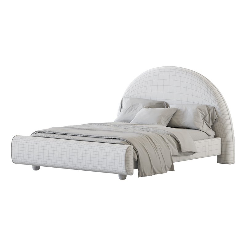 Desirae Flannelette Round Shaped Headboard Bed Frame King - Image 16