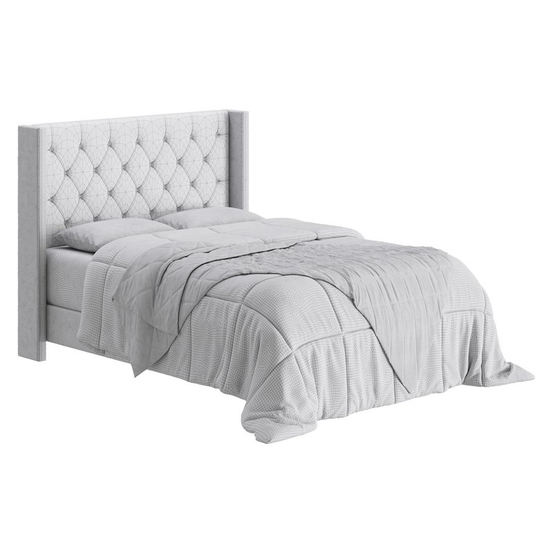 Fabric Low Profile Double Bed Frame with Nail Snaps - Image 17