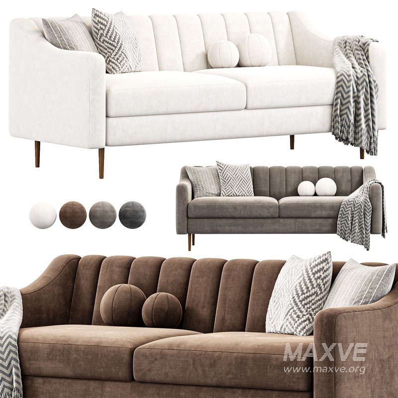 Olive Sofa Wood Legs By Westelm - Image 1
