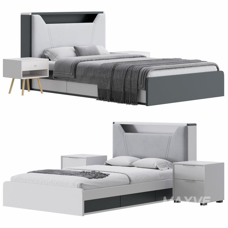 Gray Faux Leather Upholstered Bed - Image 1