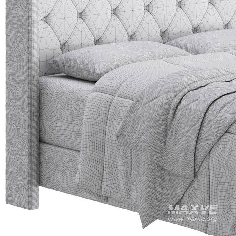 Fabric Low Profile Double Bed Frame with Nail Snaps - Image 18