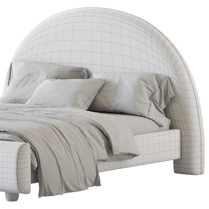 Desirae Flannelette Round Shaped Headboard Bed Frame King - Image 17