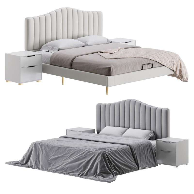 Soild Wood Bed with Camelback Panel Headboard - Image 1